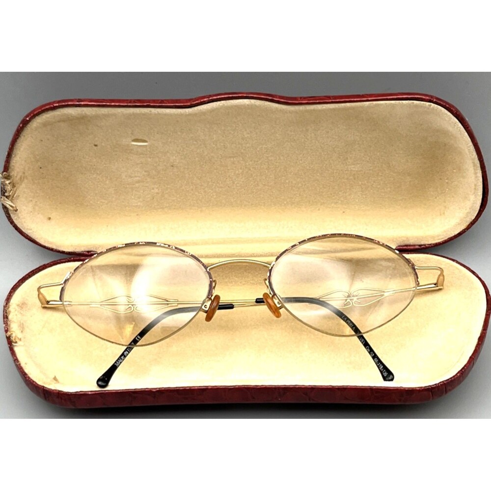 Vtg La Perla Velvet Col. 02 Eyeglass Frames 48-19-135 Gold Tortoise Italy Amber